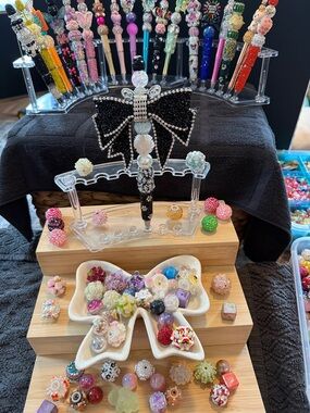 Unbranded Black Crystal Bow Pen with Silver Accents